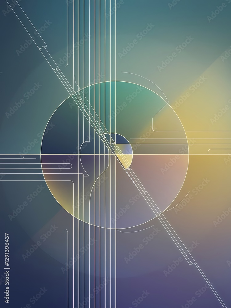 Poster gradient geometry minimalist fusion of lines and circles crafting serene captivating abstract backgr