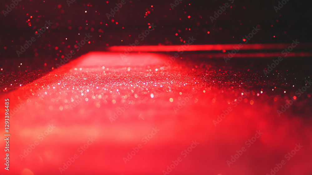 Leinwandbilder abstract red light gradient background with sparkling dust particles