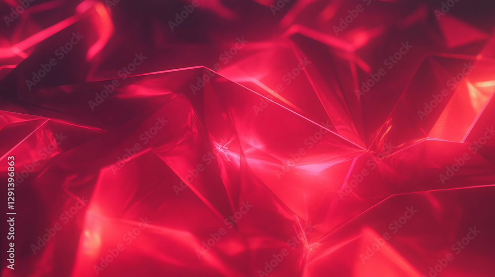 Poster abstract geometric pattern with vibrant red light effects
