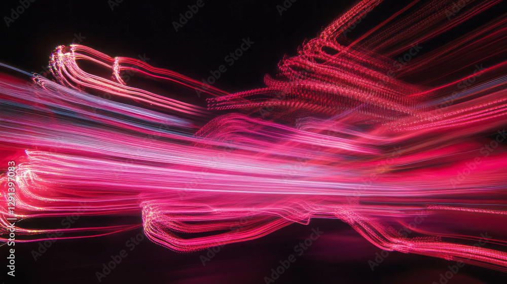 Poster vibrant abstract background with dynamic red light trails for modern design