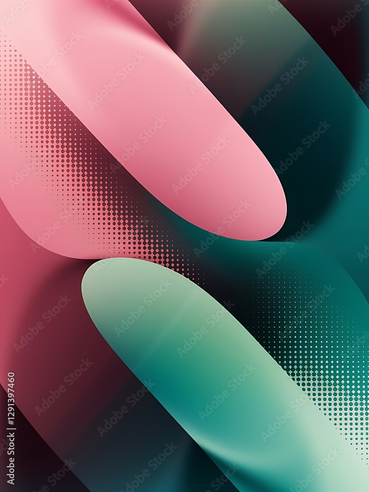Poster abstract pink green soft diagonal shape light and shadow with halftone dots background