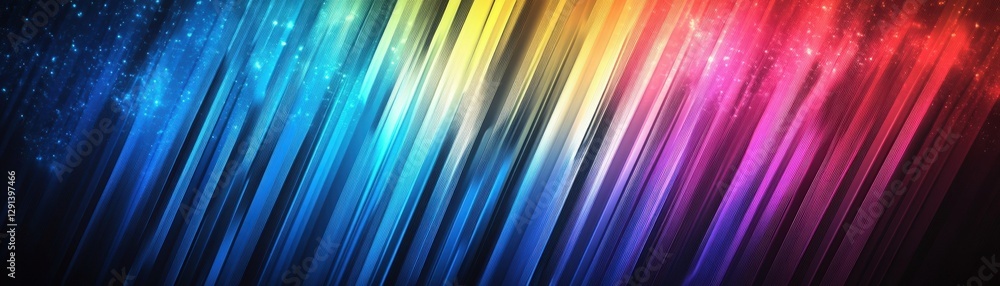 Poster abstract rainbow background with stars and space elements creating a vibrant cosmic atmosphere