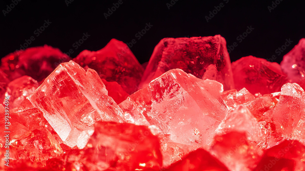 Aufkleber striking red light reflecting off ice crystals - abstract winter design for bold visuals