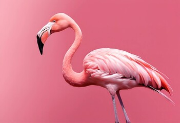 Rosy Flamingo Portrait: Flamingo in Pink Tones with Elegant Background