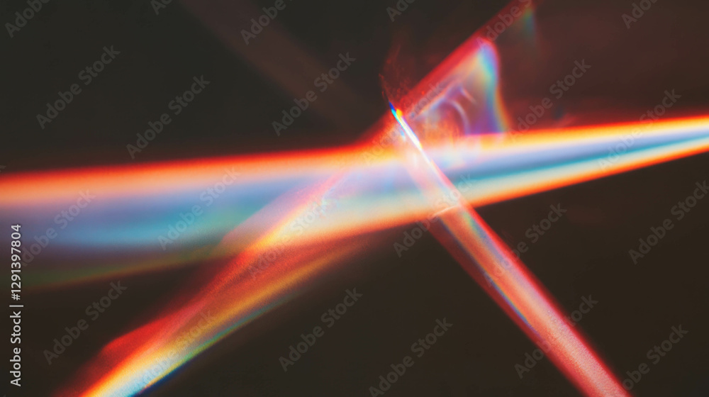 Poster Red light refraction through a prism on dark background for abstract design