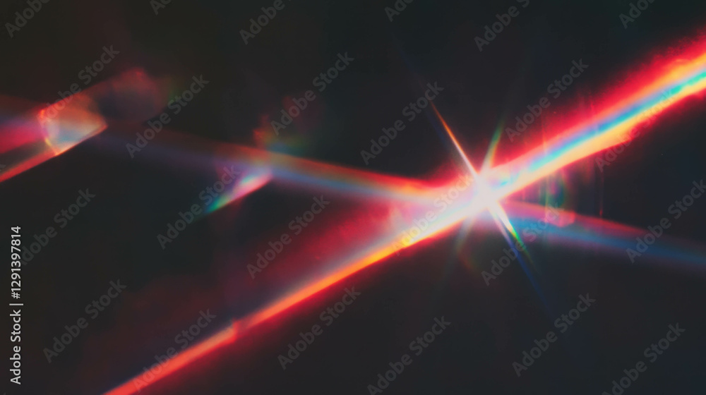 Aufkleber Red light refraction through prism creating abstract background for design
