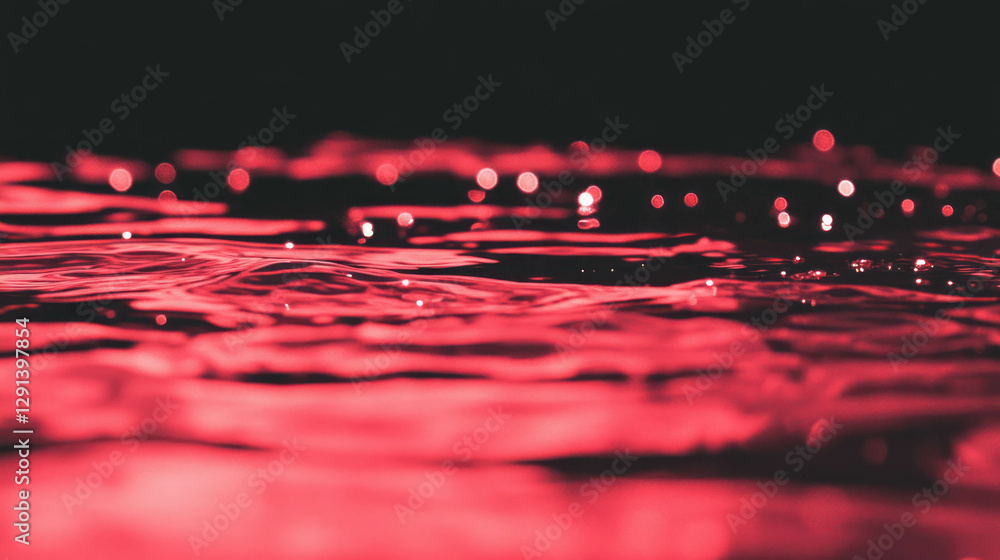 Poster mesmerizing red light reflections on water surface for creative background design