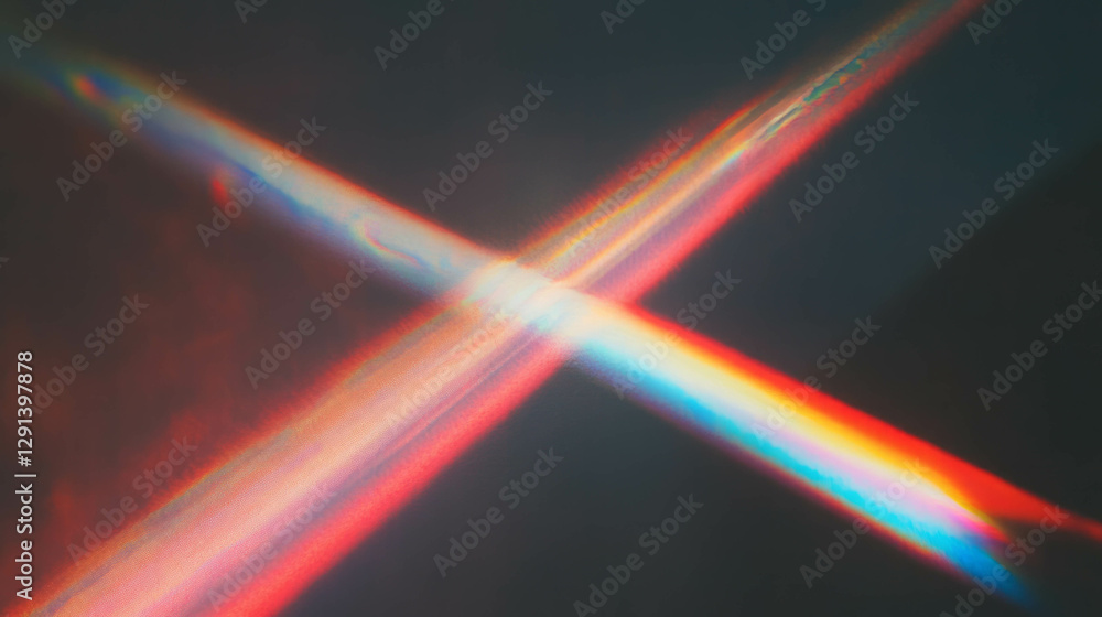Poster Colorful spectrum of red light refracting through a prism for abstract design