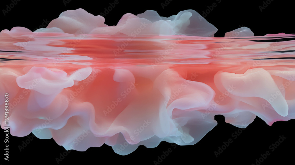 Aufkleber soft rose smoke and water reflection creating dreamy abstract background