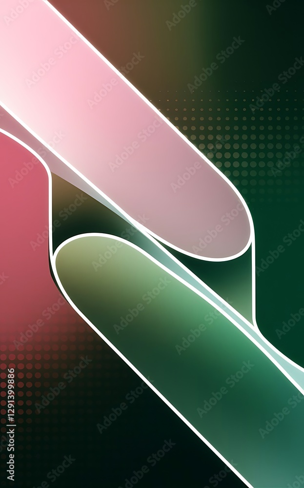 Poster abstract pink green soft diagonal shape light and shadow with halftone dots background