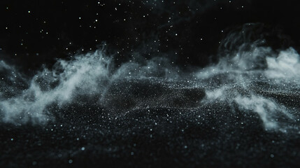 Abstract background with charcoal particles creating misty atmosphere for design projects