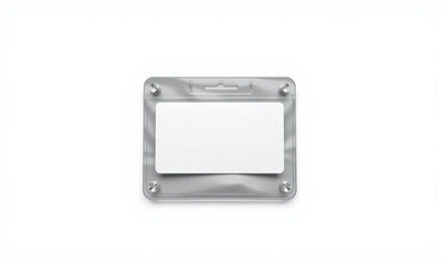 blank badge holder mockup with clear design, ideal for events or identification purposes. holder features simple, modern style, perfect for customization