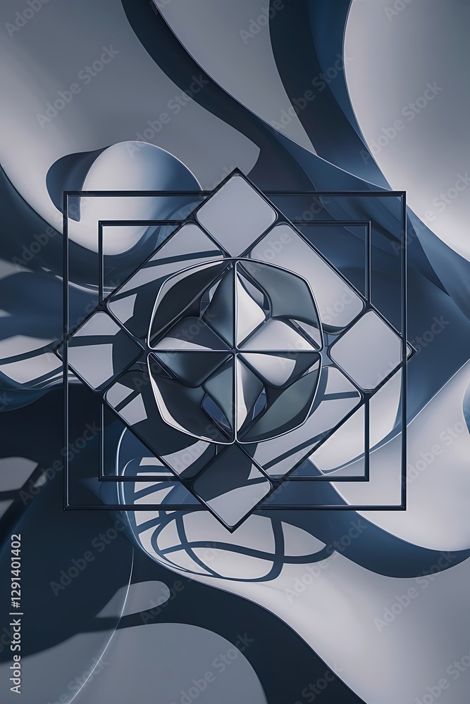 Poster square shapes composition geometric abstract background 3d shadow effects and fluid gradients modern