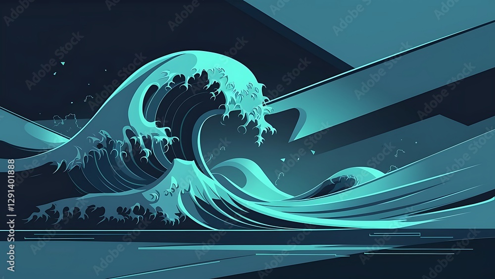 Aufkleber abstract wave background dynamic geometric shapes composition simple modern design futuristic banner
