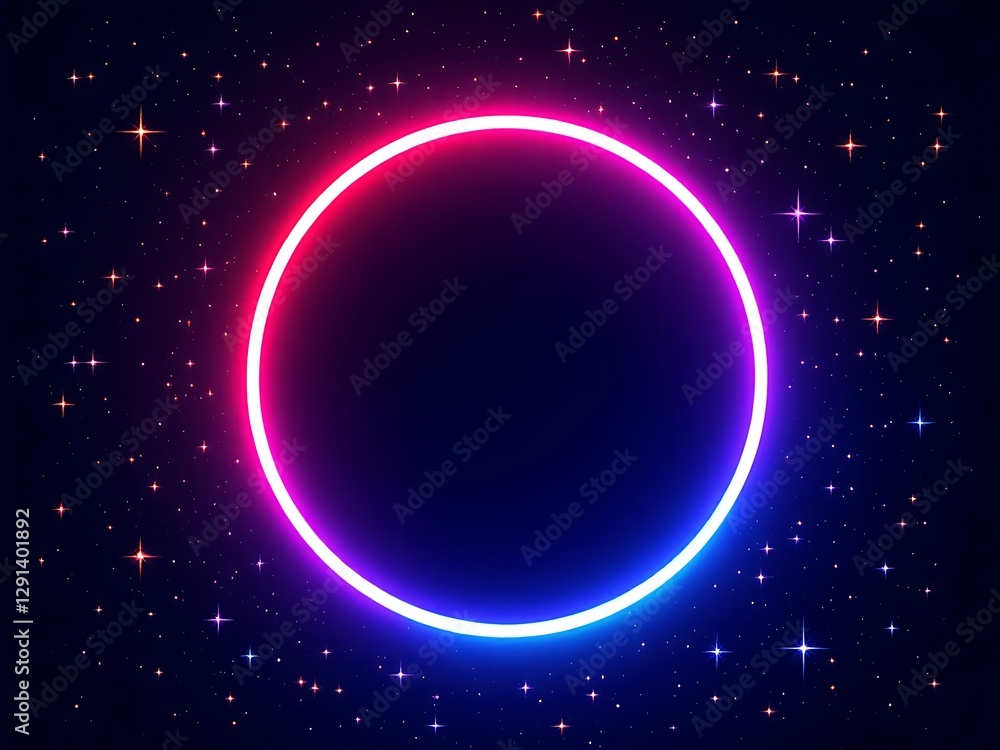 Poster cosmic void with gradient neon circle and celestial stars creating a dreamy galaxy vibe