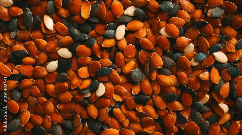 Poster natural texture background with various seeds and grains for organic design