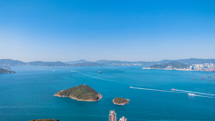 Feb 9 2025 View of Islands and Harbor under Bright Blue Skies