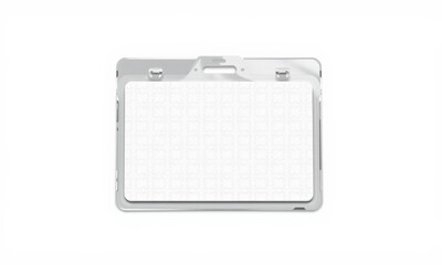 blank badge ID mockup with clear frame, ideal for showcasing designs or logos. Perfect for presentations or professional use