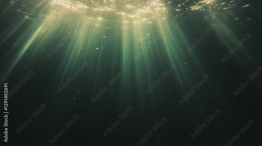 Aufkleber ambient underwater scene with sepia light rays creating ethereal atmosphere