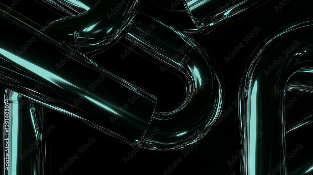 Aufkleber futuristic background with shiny chrome pipes and reflections for modern design