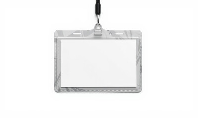 blank ID badge mockup with clear holder and lanyard, ideal for customization and design purposes. Perfect for events, conferences, or identification needs