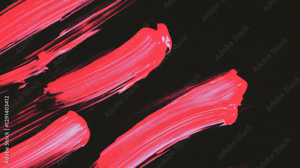 Aufkleber dynamic abstract art with bold red brushstrokes on black background