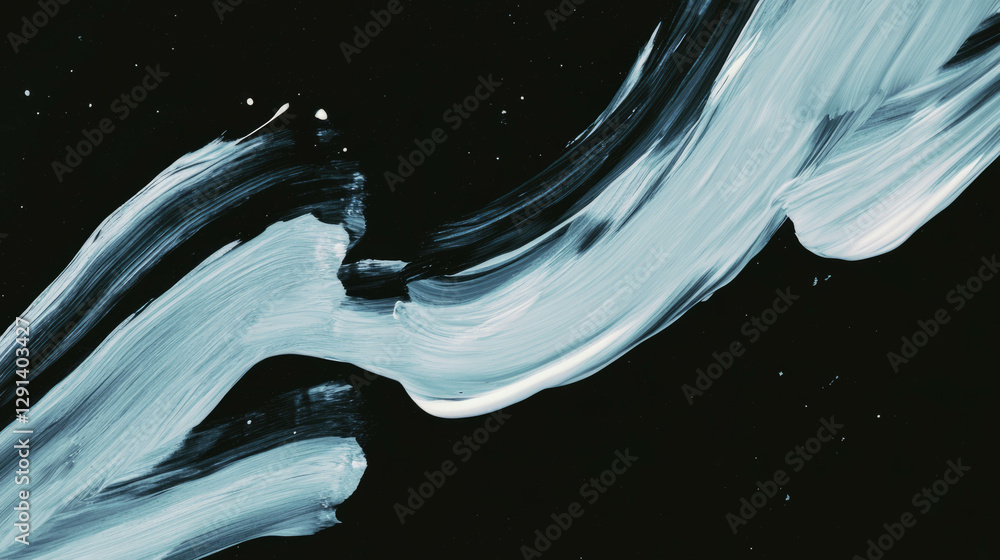 Poster Dynamic abstract brushstroke on black background for artistic design