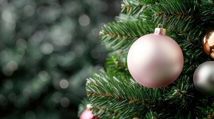 Obraz premium Pink Christmas Ornament on Tree