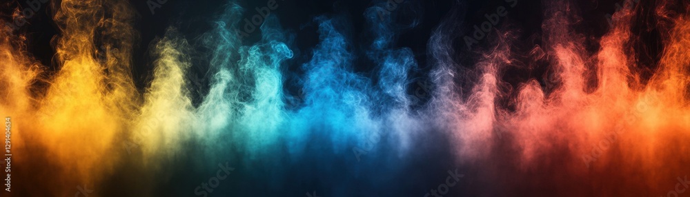 Poster abstract background with colorful smoke patterns swirling in various hues for digital design or art 
