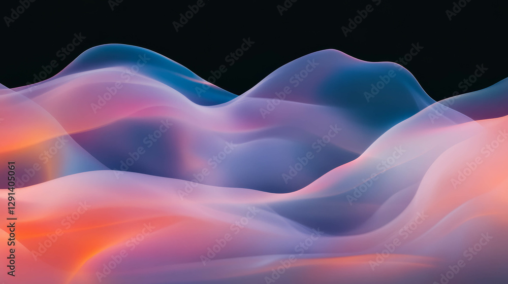 Poster ethereal smoke waves creating abstract organic shapes for creative background design