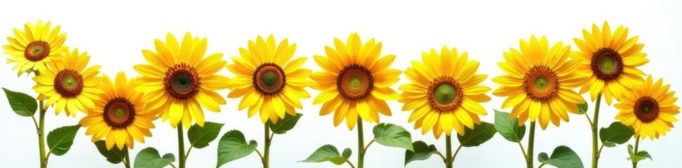 Obraz premium Girasolas aisladas sobre un fondo blanco con diferentes tama?os y colores, patrones, texturas