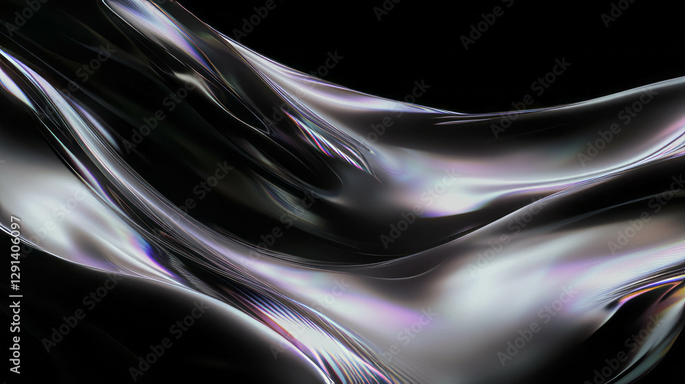 Poster elegant abstract waves with iridescent cream swirls for modern design projects