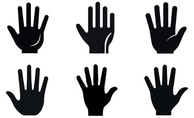 Simple Black Hand Silhouettes on a White Background