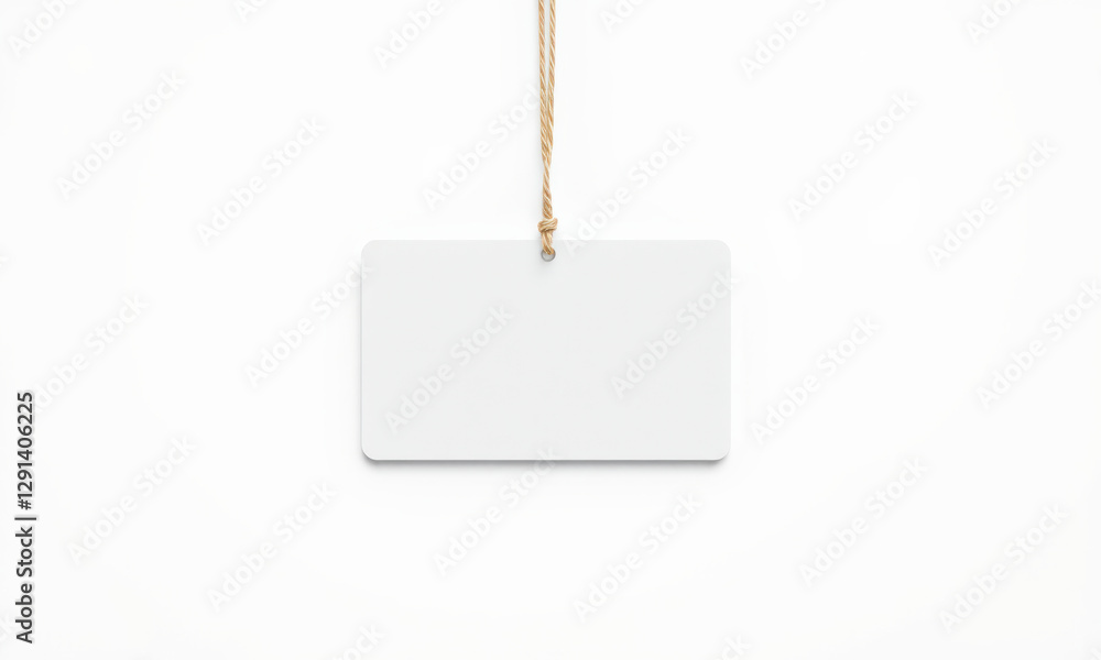 Poster blank gift card mockup with simple design and hanging string. ideal for showcasing personalized mess
