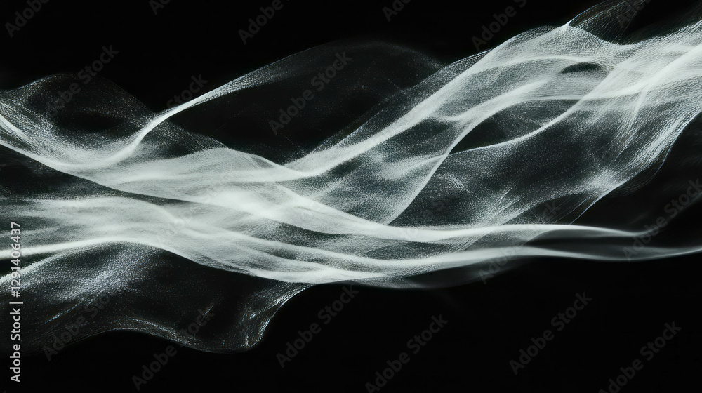 Poster abstract waves of soap streaks on black background for modern design