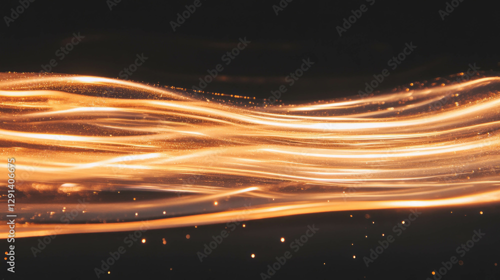 Poster abstract background of soap streaks and fine dust particles with glowing light trails