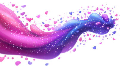 Fototapeta premium Spectacular Glitter Explosions with Colorful Swirls and Hearts Isolate on Transparent Background, cutout, png