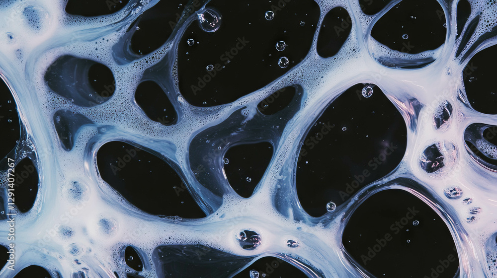 Poster Abstract soap bubbles network pattern with intricate blue texture for creative design and background