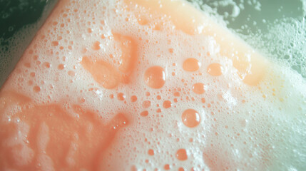 Fototapeta premium Bubbly clean surface with soap streaks and foam for fresh hygiene designs
