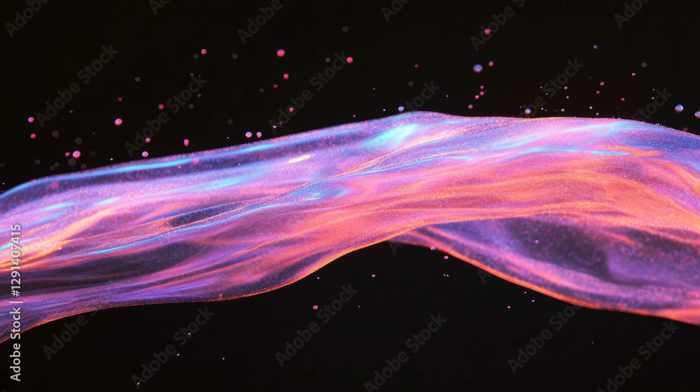 Poster Dynamic abstract background with colorful soap streaks on black