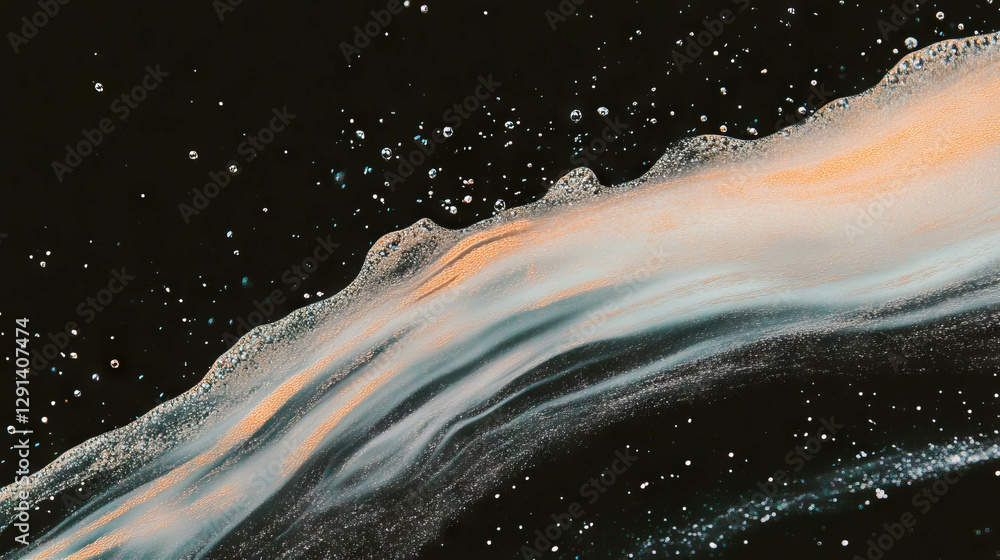 Poster dynamic abstract soap streaks on black background for creative design