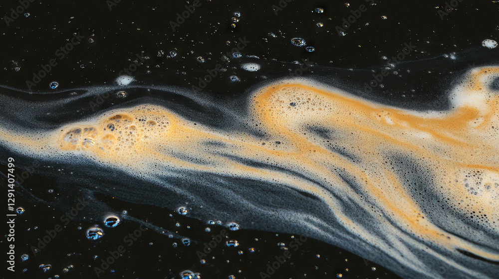 Poster abstract soap streaks on dark surface creating flowing texture
