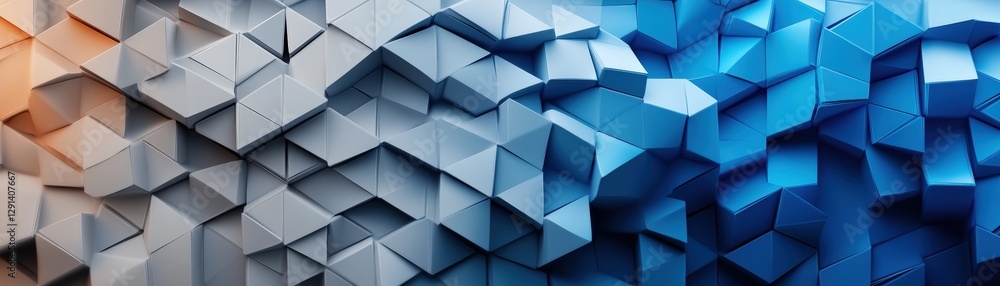 Poster abstract 3d background featuring blue and orange colors with dynamic shapes and textures