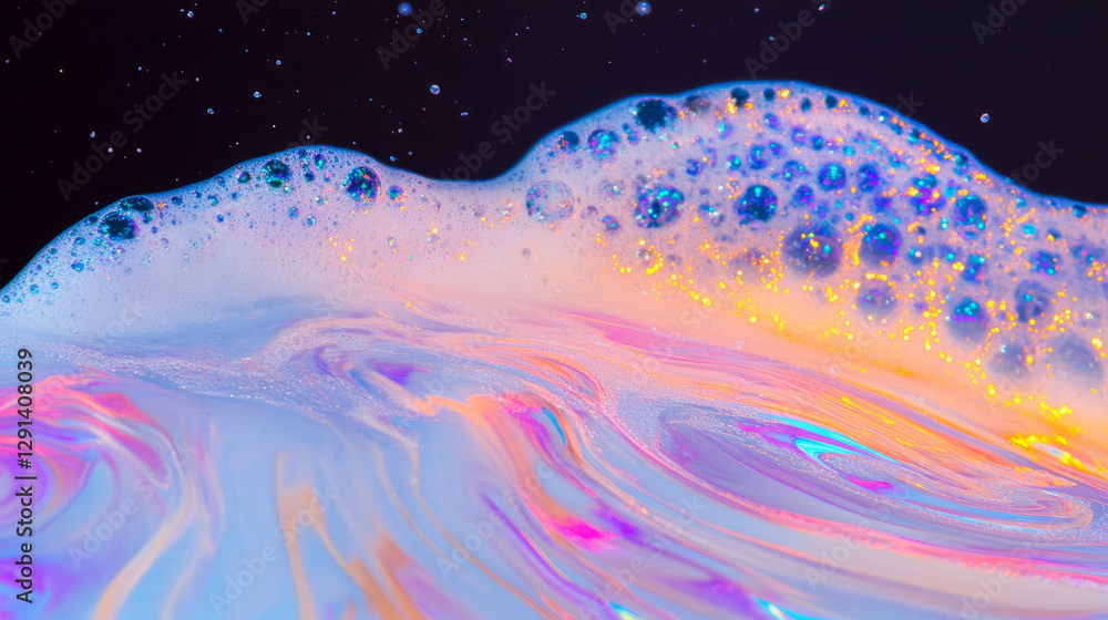 Aufkleber Neon illuminated soap streaks creating colorful abstract background