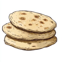 Simple drawing of pupusas on white comal background