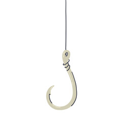 Fish Hook with Line Cartoon