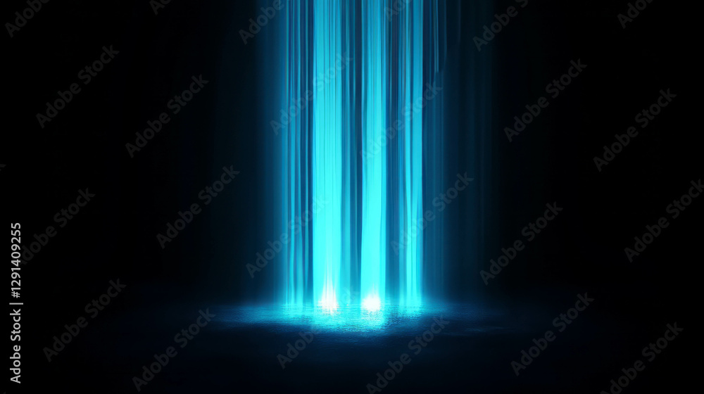 Poster Mesmerizing blue light glow with subtle shadows for background design