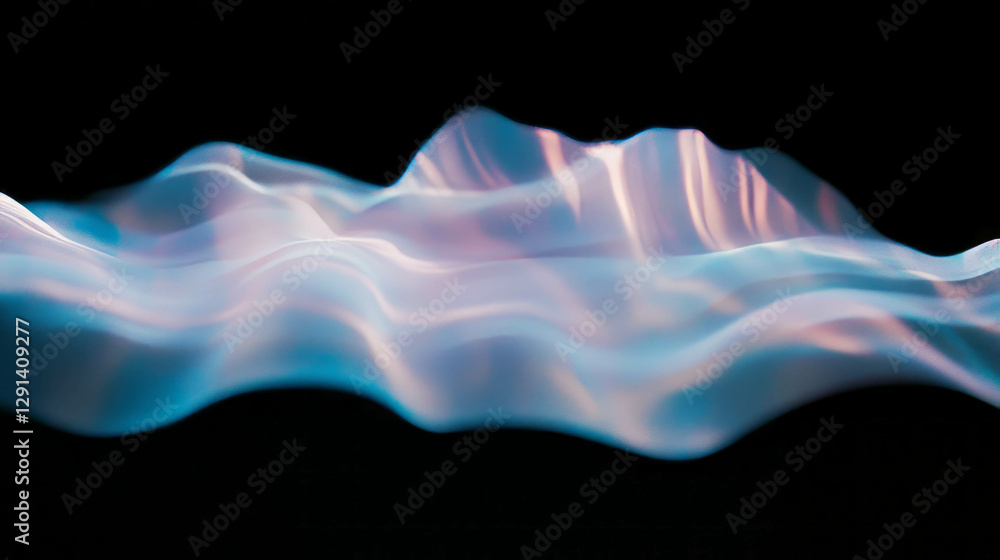 Poster abstract waves of soft blue light with subtle glow for creative design