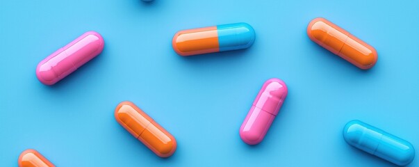 Pharmaceutical capsules display laboratory setting medical imagery bright environment close-up view health concept