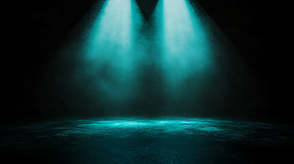 Obraz premium Mysterious stage with soft blue light and subtle shadows for atmospheric design